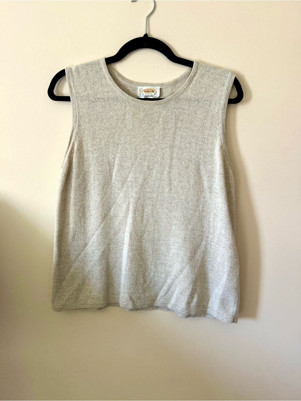 Talbots Linen Cotton Knit Sweater Tank Top Shell Size M Beige Coastal Minimalist